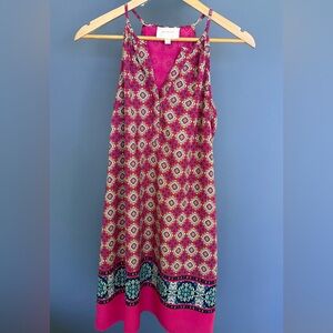 Skies Are Blue: Pink and White Patterned Sleeveless Dress